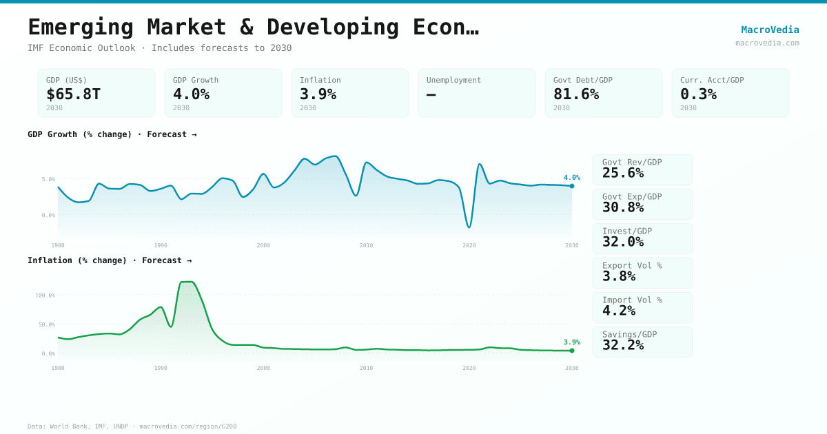 Emerging Market & Developing Economies data infographic